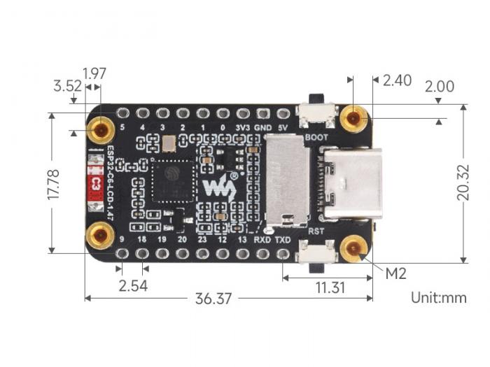 Utvecklingskort med ESP32-C6 och MicroLCD 172x320px @ electrokit (8 av 8)