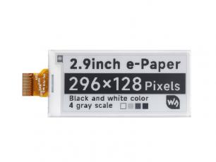 2.9" E-papper display 296x128px svart/vit SPI @ electrokit