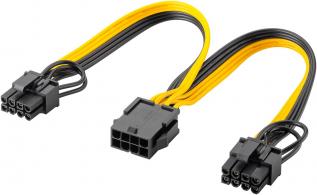 Splitterkabel PCIe 8-pin till 2x PCIe 6+2-pin @ electrokit