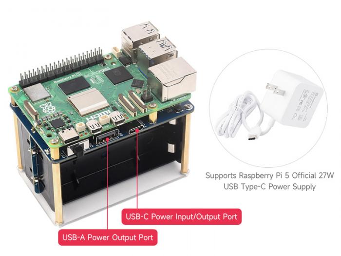 UPS Strmfrsrjning 4x 21700-celler fr Raspberry Pi @ electrokit (7 av 10)