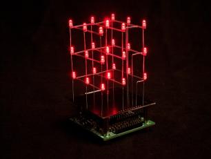 LED Kub 3D 3x3x3 @ electrokit