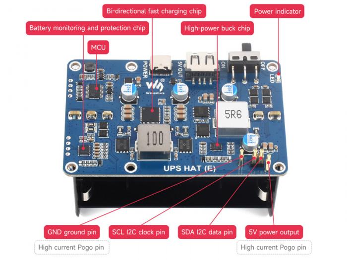 UPS Strmfrsrjning 4x 21700-celler fr Raspberry Pi @ electrokit (8 av 10)