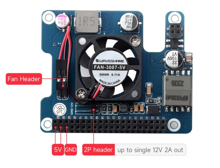 PoE-strmfrsrjningskort fr Raspberry Pi 5 - 5V 4.5A med kylning @ electrokit (6 of 9)