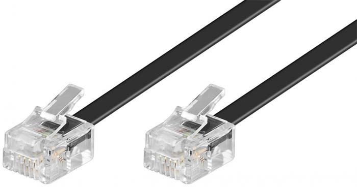 RJ11 modular signal and telephone cable 2m black @ electrokit (1 of 1)