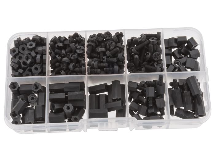 Black Nylon Screw and Stand-off Set M3 - 420pcs @ electrokit (2 of 2)